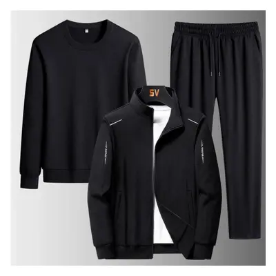 (black, S) Spring And Autumn Men&apos;s Sports Suit Plus Size Casual Jacket Suit Jogging Suit