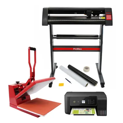 PixMax Heat Press Clam x 38cm, Vinyl Cutter, Printer & Weeding Pack