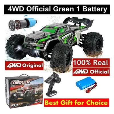 (green, battery) New 4wd Original Remote Control Car Off Road 4x4 Rc High Speed Truck 50km/h Fas