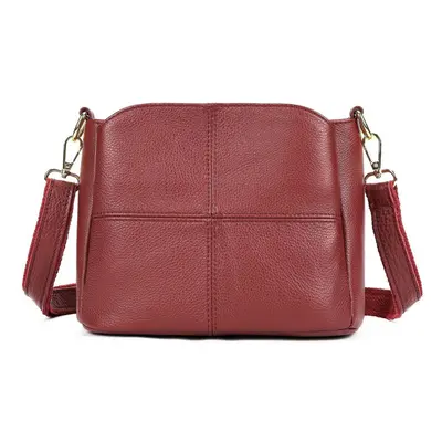 (red) Johnature Casual Genuine Leather Women&apos;s Bag Simple Solid Color Versatile Soft Cowhid