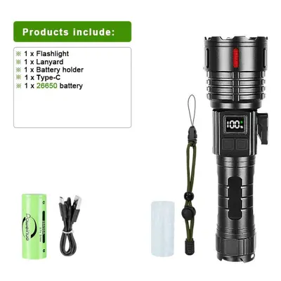 (black, 26650-5000mAh) 10000lm 5000mah High Power Rechargeable Led Flashlight Rechargeable Ultra