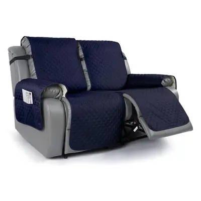 (navy blue, Seat) 2 Seat Non-slip Recliner Chair Cover Sofa Slipcover Reversible Pet Cover Prote