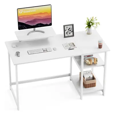 (100 x cm, White) Computer Desk with Monitor Stand,100cm Home Office Desk with Reversible Storag