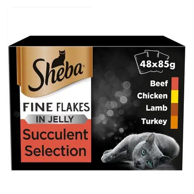 SHEBA Fine Flakes Cat Pouches Succulent Collection in Jelly 12x85g (Pack of 4)