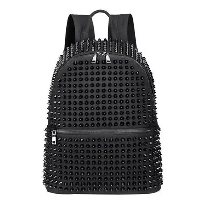 (black, *14 *42cm) Jierotyx Fashion Female Women Backpacks Rivet Black Soft Washed Leather Bag S