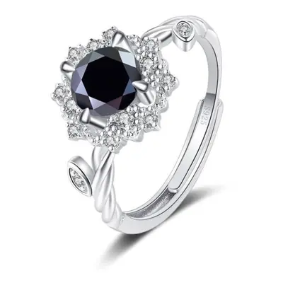 (black, 1ct adjustable) Bague Ringen Round 8h8a Vvs D Color 1ct Moissanite Ring S925 Sterling Si