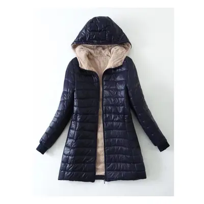 (as the picture, S) Autumn And Winter New Long Hooded Plush Cotton Jacket Warm Top For Women Out