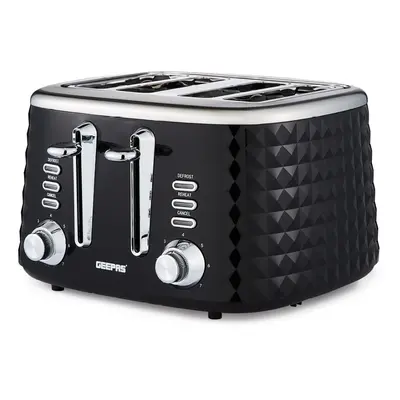 (Black) Geepas Slice Bread Toaster Browning Control