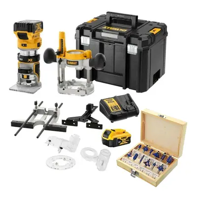 Dewalt DCW604P2 18v XR Brushless Laminate Trimmer 1/4" Router + Plunge Base +Set