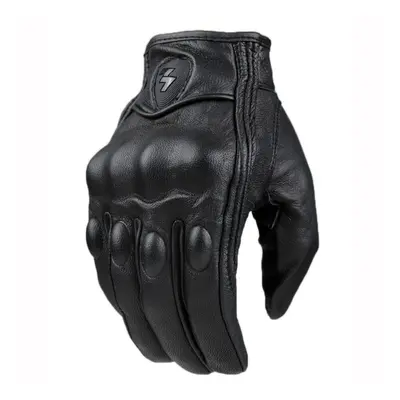 (non perforated, L) Motorcycle Gloves men women moto leather Carbon cycling winter gloves motorb