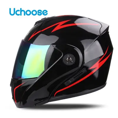 (L, B4-M) Uchoose Unisex Motorcycle Helmet DOT Certification Double Lens Cross Section