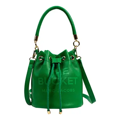 (Green) Bucket Handbag Women Leather Drawstring Shoulder Crossbody Bag Daily Travel Gift