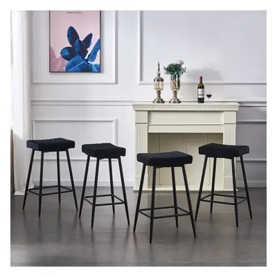 (Black(Velvet), 4PCS) 2X4X Round Velvet Bar Pub Stools Chairs Seats