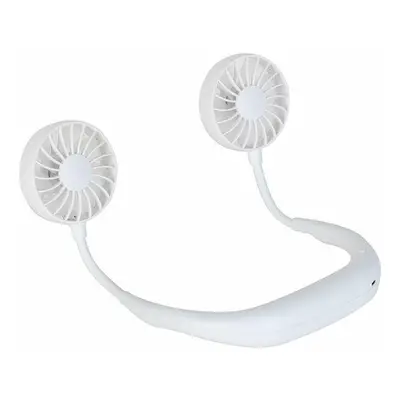 (White) Portable Sports Mini Fan USB Charging Mute Hanging Neck Fans Folding for Outdoor Travell