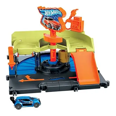 Hot Wheels City Downtown Express Car Wash Playset with Car, Connects to Other Playsets & Tracks,