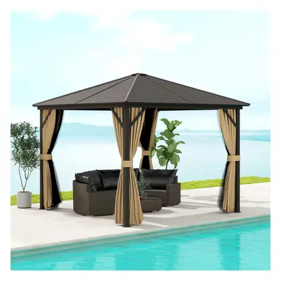 Outsunny 3x3(m) Hardtop Gazebo Outdoor Shelter with Aluminium Frame