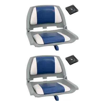 vidaXL Foldable Boat Seat Set Piece with Blue-white Pillow Kayak Canoe Seat