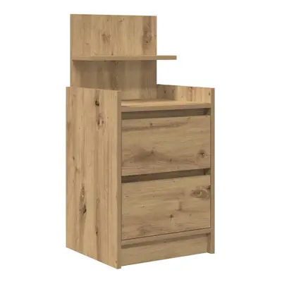 (artisan oak, pcs) vidaXL Bedside Cabinets with Drawers pcs Concrete Grey 38x34x80 cm