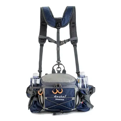 (Navy Blue) Shoulder Waist Bag Hiking Camping Climbing Cycling Backpack Fishing Running Bag Fitn