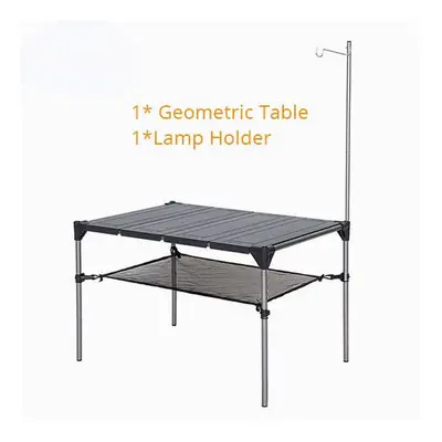 (Add Lamp Holder) Outdoor Camping Desk Aluminum Alloy Folding Table Portable Picnic Fishing Beer