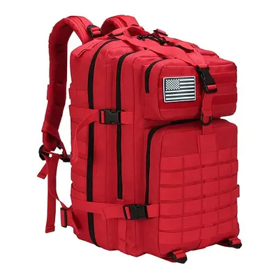 (Red) 50L Large Capacity Man Army Tactical Backpacks Military Assault Bags Outdoor 3P EDC Molle 