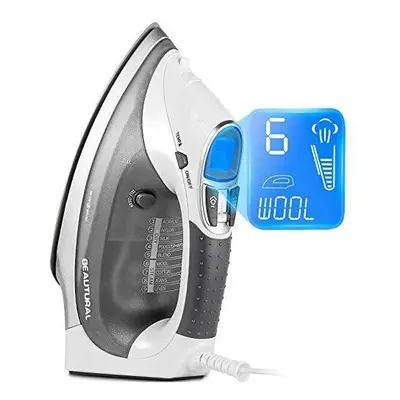 BEAUTURAL W Steam Iron with LCD Display, Variable Temperature and Double Ceramic Coated Soleplat