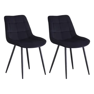 (Black) Set of Dining Chairs Velvet Padded Seat Office