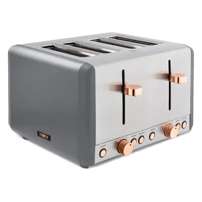 (Grey and Rose Gold, Slice) T20051RGG Cavaletto 4-Slice Toaster with Defrost/Reheat, Stainless S