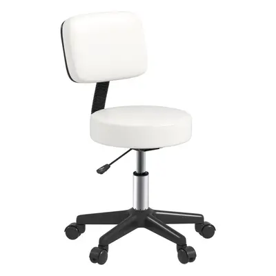 HOMCOM Adjustable Swivel Salon Chair Padded Seat Back Wheels White