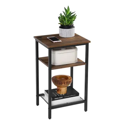 VASAGLE End Table 3-Tier Nightstand Side Table for Small Space in Living Room Bedroom Steel Fram