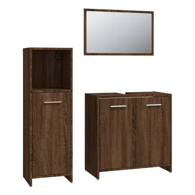 (brown oak) vidaXL Bathroom Furniture Set Piece Engineered Wood Storage Multi Colours