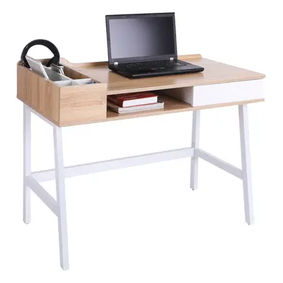 HOMCOM Computer Desk PC Workstation Storage Unit Metal Frame Home Office Study