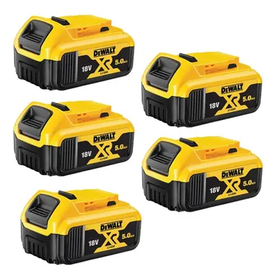 5 x Dewalt DCB184 5.0ah 18v XR Lithium Ion Li-Ion Battery - LED Charge Indicator