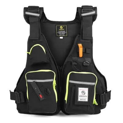 (black) Multi-pockets Fly Fishing Jacket Buoyancy Vest With Water Bottle Holder For Kayaking Sai