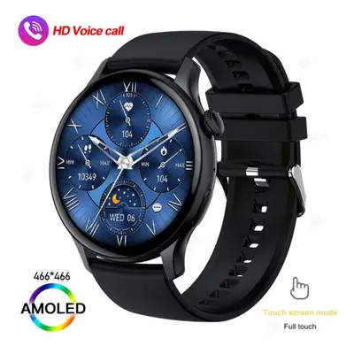 (black, Silicon) Sacosding New Women 466*466 Amoled 1.43" Screen Nfc Heart Rate Blood Pressure B