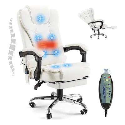 (Cream White) YODOLLA Office Chair with Massage Desk Chair