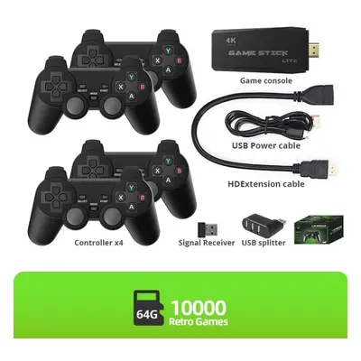 (as the picture, Games 4P) Data Frog 4k Video Game Console 2.4g Wireless Controller Built-in Gam