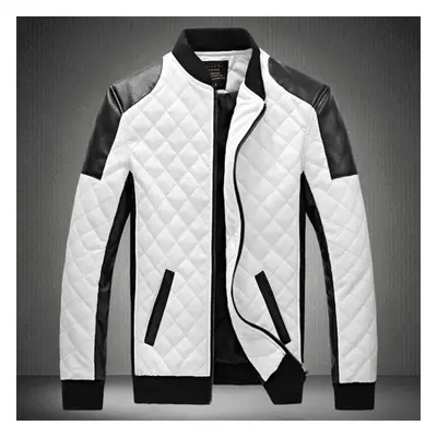 (white, 4XL) Mens Leather Jackets Men Winter Thicken Casual Coats Classic Motorcycle Bike Faux L