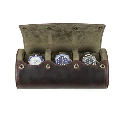 (3 Slot) Contacts Family Genuine Leather Men Watch Case Luxury Designer 1/2/3/4 Slots Egg-shaped