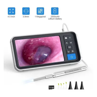 (as the picture) Teslong 4.5 Inch Ips Color Screen Digital Otoscope 1.0mp 1080p Hd 3.9mm Lens Ea