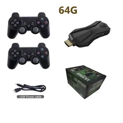 (as the picture, 64G,15000+Games) D10 Game Console Sensitive Non-delayed Plug Play 2.4g Wireless