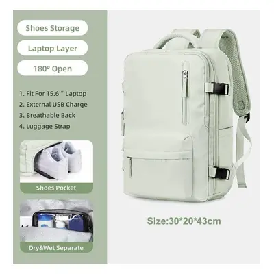 (green) 35l Travel Backpack Large 15.6 Laptop Business Bag Multifunctional Usb Charging Mochila 