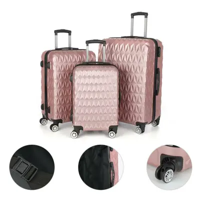 3pcs Rose Gold Hard Shell Luggage Suitcase Set Travel Trolley Case