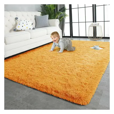 (Yellow, x Cm) Large Shaggy Fluffy Rugs Anti Slip Soft Carpet for Luxury Floor Area Bedroom Livi