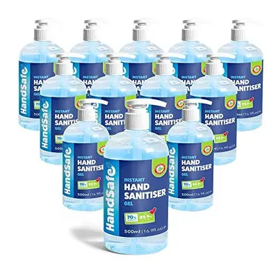 12 x 500ml Instant Hand Sanitiser Gel Pump Multipack from Handsafe,Â KillsÂ 99.9%+ of Bacteria, 