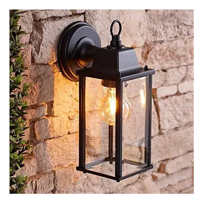 CGC Black Bevelled Glass Coach Lantern Wall Light Porch Indoor Outdoor Garden Decorative Lamp Fi