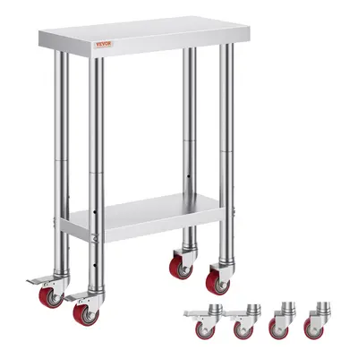 Vevor Stainless Steel Work Table with Wheels x x Inch Prep Table with Casters Heavy Duty Work Ta