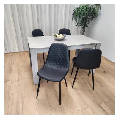 Dining Table and Chairs Black Leather Chairs Wood Dining Set Furniture