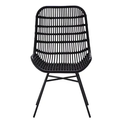 Interiors by Premier Curved Black Natural Rattan Chair, Rustless Rattan Chair, Easy Cleaning Rat