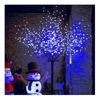 (7FT LED, Blue) Outdoor Pre-Lit Cherry Blossom Christmas Tree